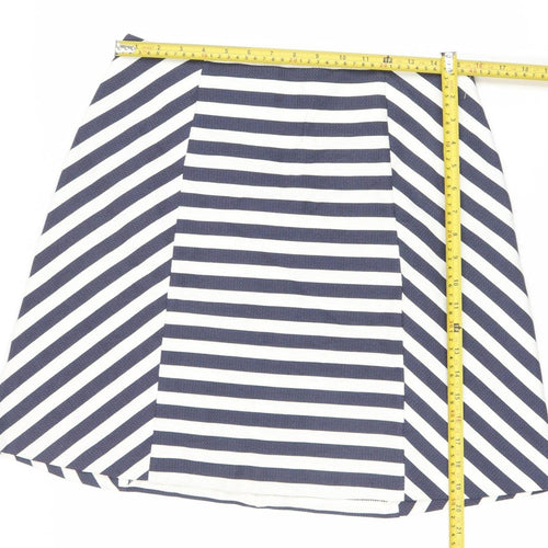 Oasis Women’s Blue White Striped A-Line Skirt Size 12 High Rise