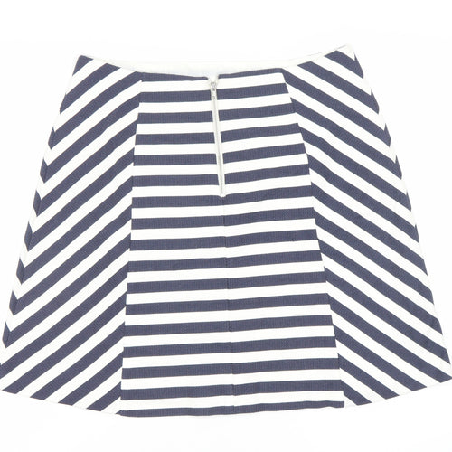 Oasis Women’s Blue White Striped A-Line Skirt Size 12 High Rise