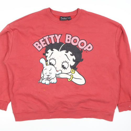 Betty Boop Women’s Red Pullover Sweatshirt L 14/16 Graphic Casual