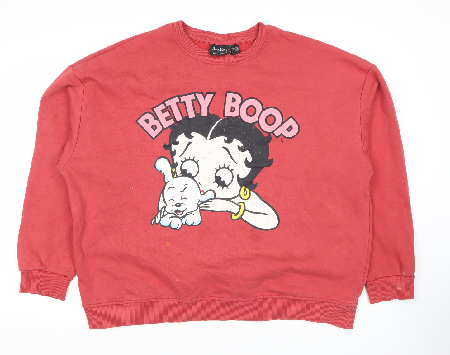 Betty Boop Women’s Red Pullover Sweatshirt L 14/16 Graphic Casual