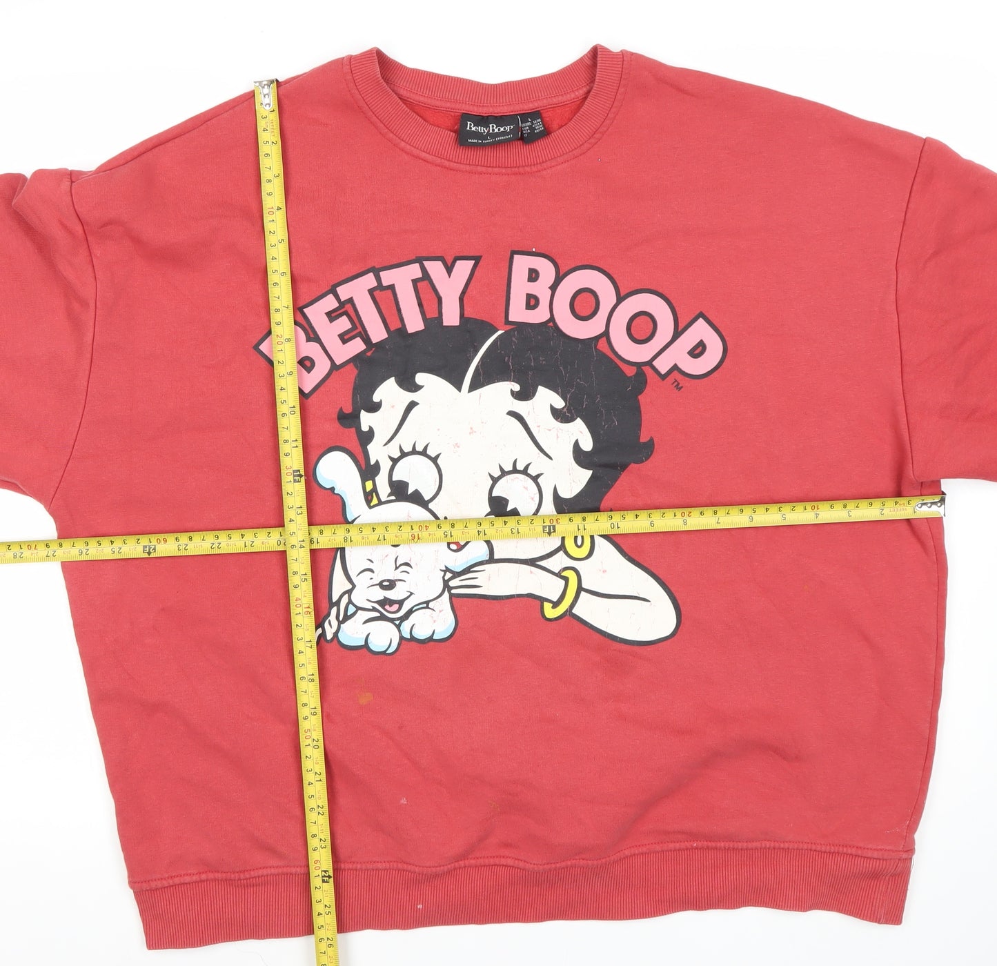 Betty Boop Women’s Red Pullover Sweatshirt L 14/16 Graphic Casual