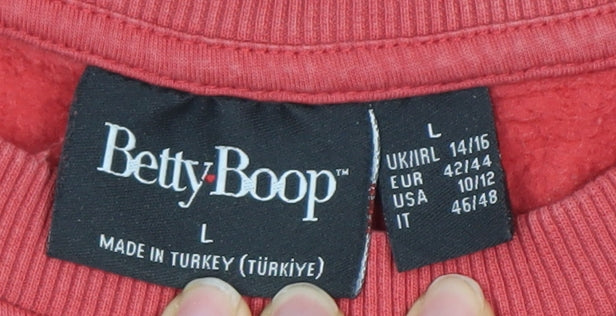 Betty Boop Women’s Red Pullover Sweatshirt L 14/16 Graphic Casual