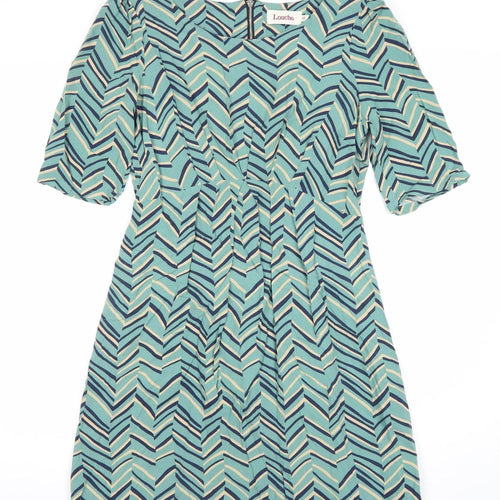 Louche Women’s Blue Geometric A-Line Knee Length Dress Size 10