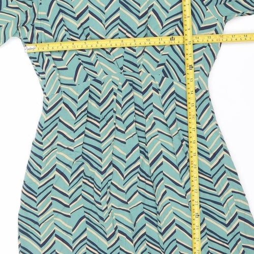 Louche Women’s Blue Geometric A-Line Knee Length Dress Size 10
