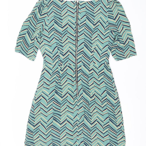 Louche Women’s Blue Geometric A-Line Knee Length Dress Size 10