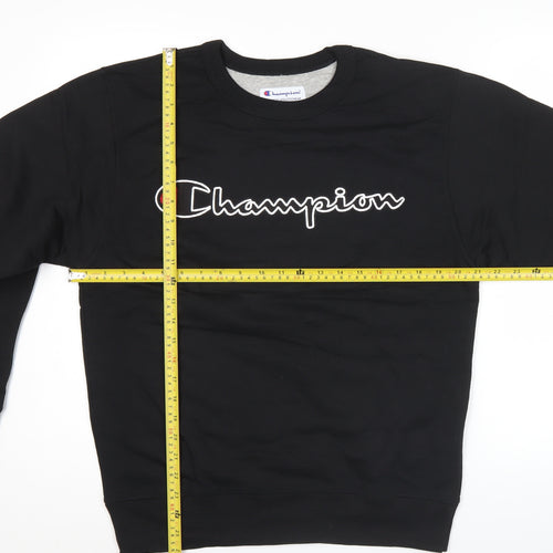 Champion Mens Black Small Pullover Sweatshirt Crew Neck Logo