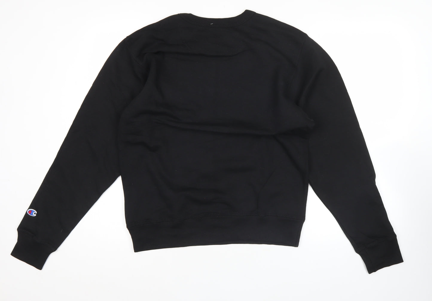 Champion Mens Black Small Pullover Sweatshirt Crew Neck Logo