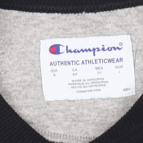 Champion Mens Black Small Pullover Sweatshirt Crew Neck Logo