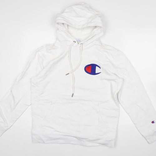 Champion Men’s White Pullover Hoodie Medium Logo Sportswear