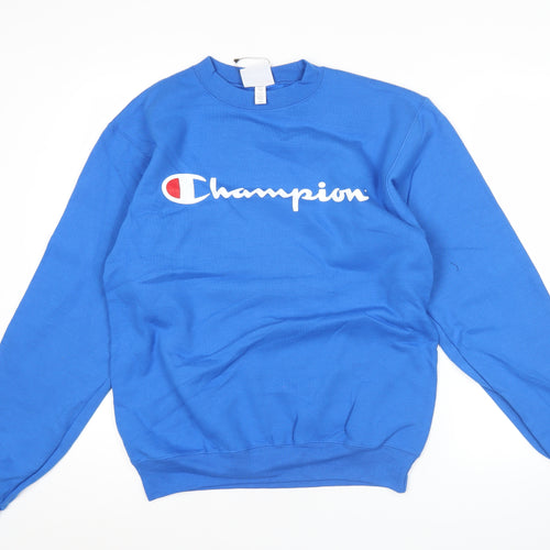 Champion Men's Blue Small Pullover Sweatshirt Crew Neck Logo