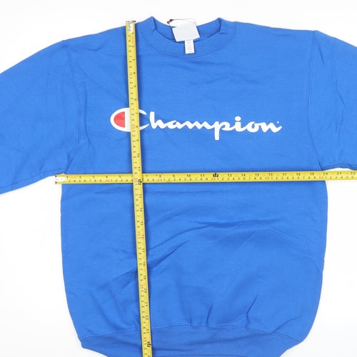 Champion Men's Blue Small Pullover Sweatshirt Crew Neck Logo