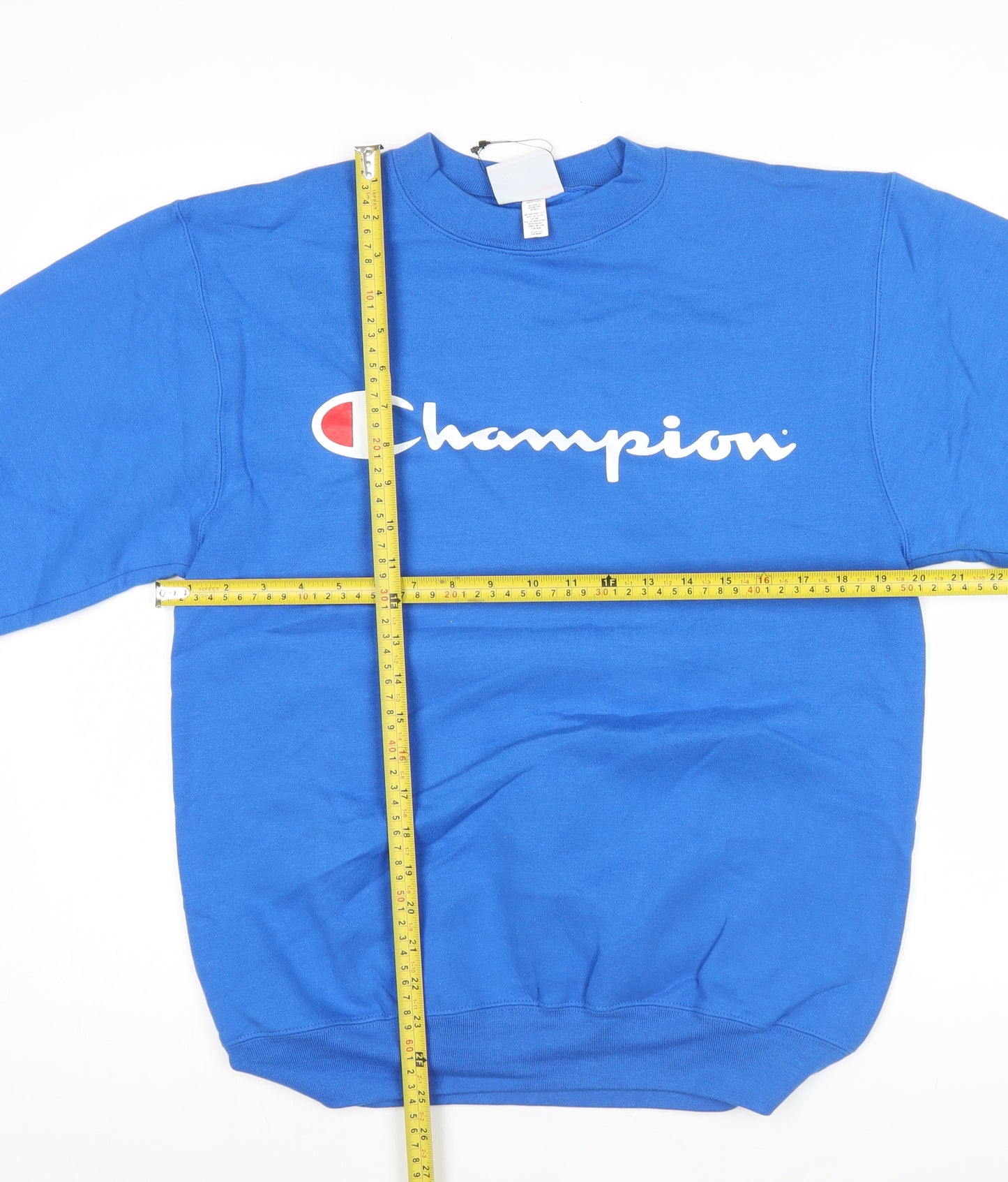 Champion Men's Blue Small Pullover Sweatshirt Crew Neck Logo