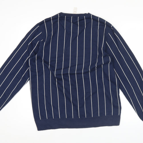 Adidas Men’s Blue Striped Pullover Sweatshirt M Logo Sports Jersey