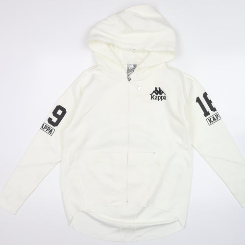 Kappa Men's White Full Zip Hoodie S Sports Graphic Print