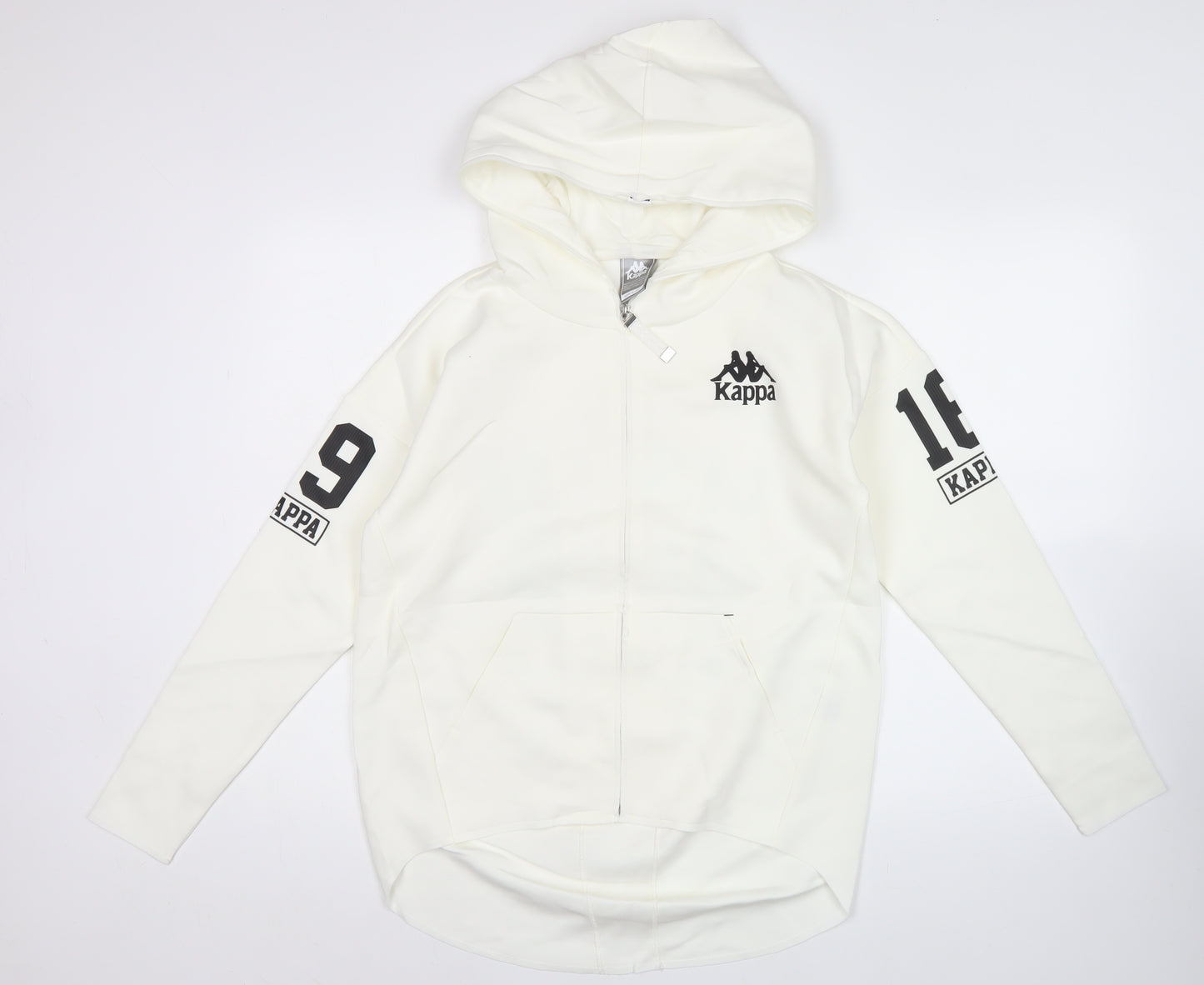Kappa Men's White Full Zip Hoodie S Sports Graphic Print