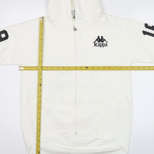Kappa Men's White Full Zip Hoodie S Sports Graphic Print