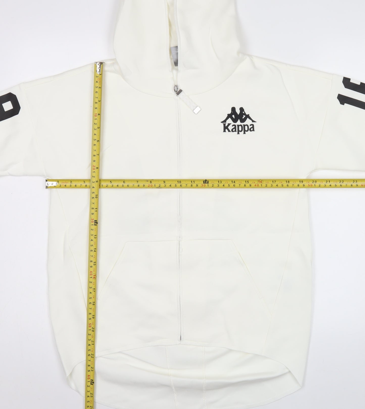 Kappa Men's White Full Zip Hoodie S Sports Graphic Print