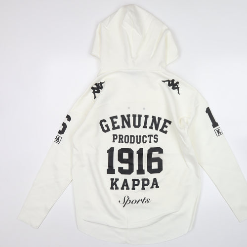 Kappa Men's White Full Zip Hoodie S Sports Graphic Print