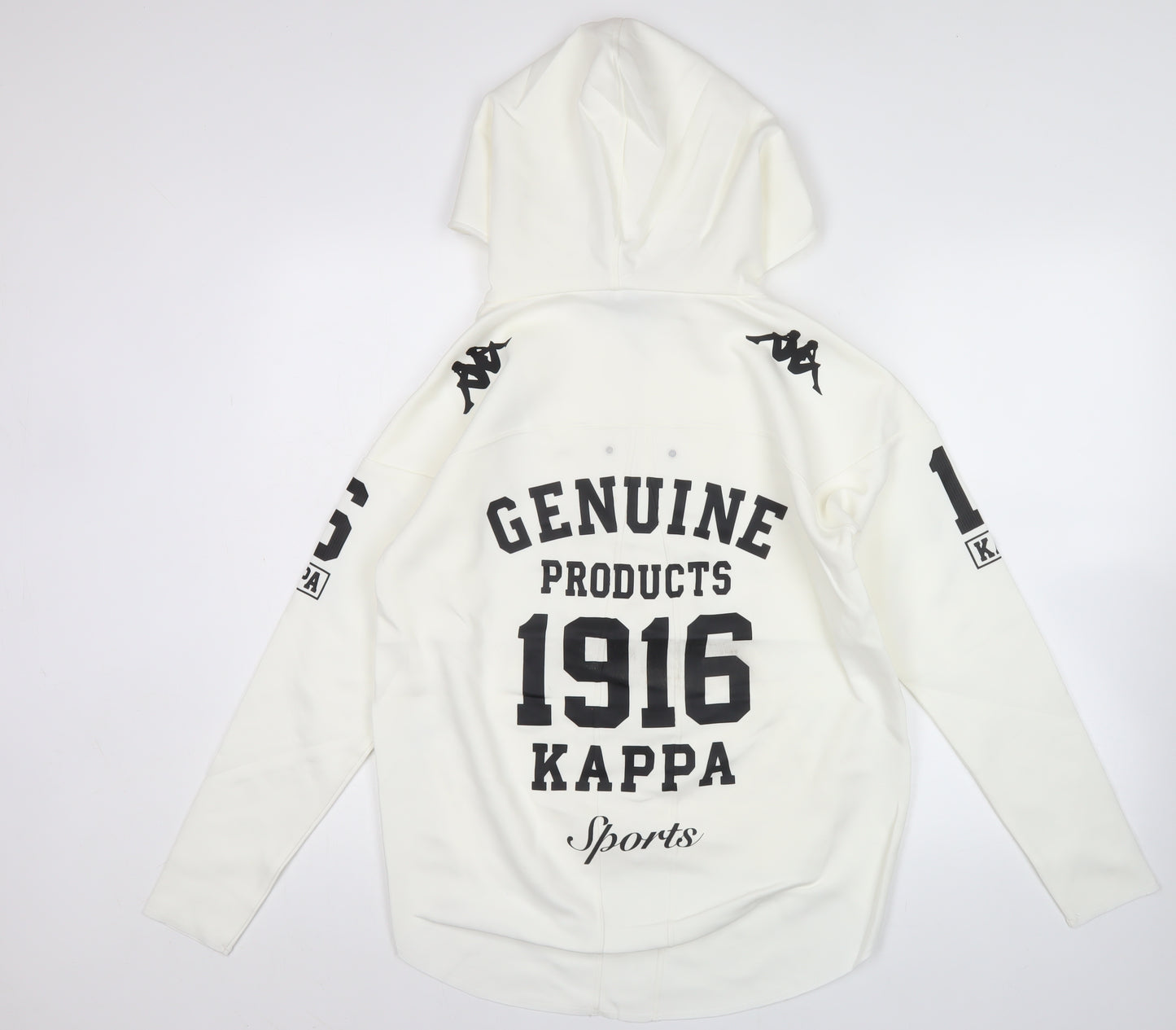Kappa Men's White Full Zip Hoodie S Sports Graphic Print
