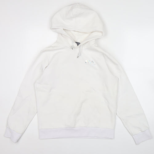 FILA Fusion Men's White Pullover Hoodie L Hooded Fleece Logo Detail