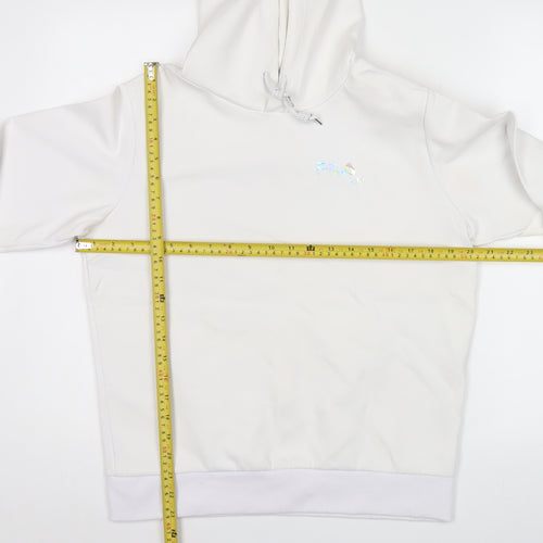 FILA Fusion Men's White Pullover Hoodie L Hooded Fleece Logo Detail