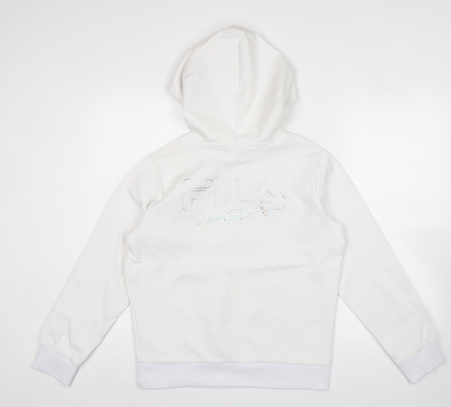 FILA Fusion Men's White Pullover Hoodie L Hooded Fleece Logo Detail