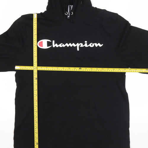 Champion Men's Black Pullover Hoodie M Logo Sports Cotton