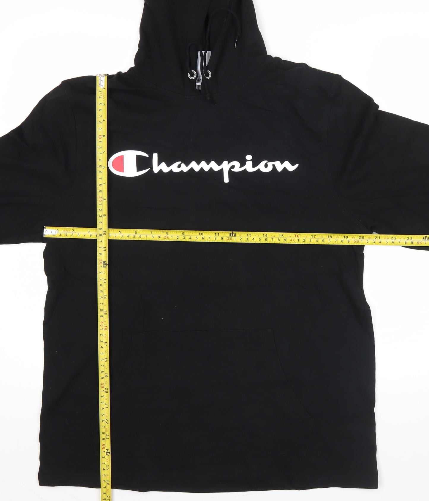 Champion Men's Black Pullover Hoodie M Logo Sports Cotton