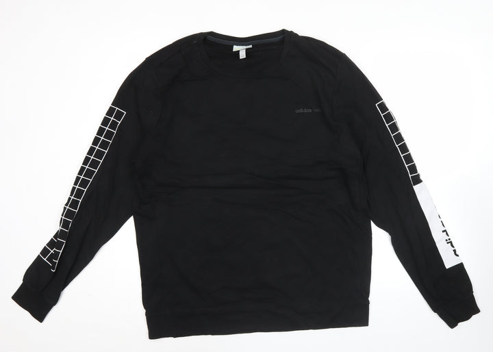 Adidas Neo Men's Black L Pullover Sweatshirt Graphic Logo Jersey