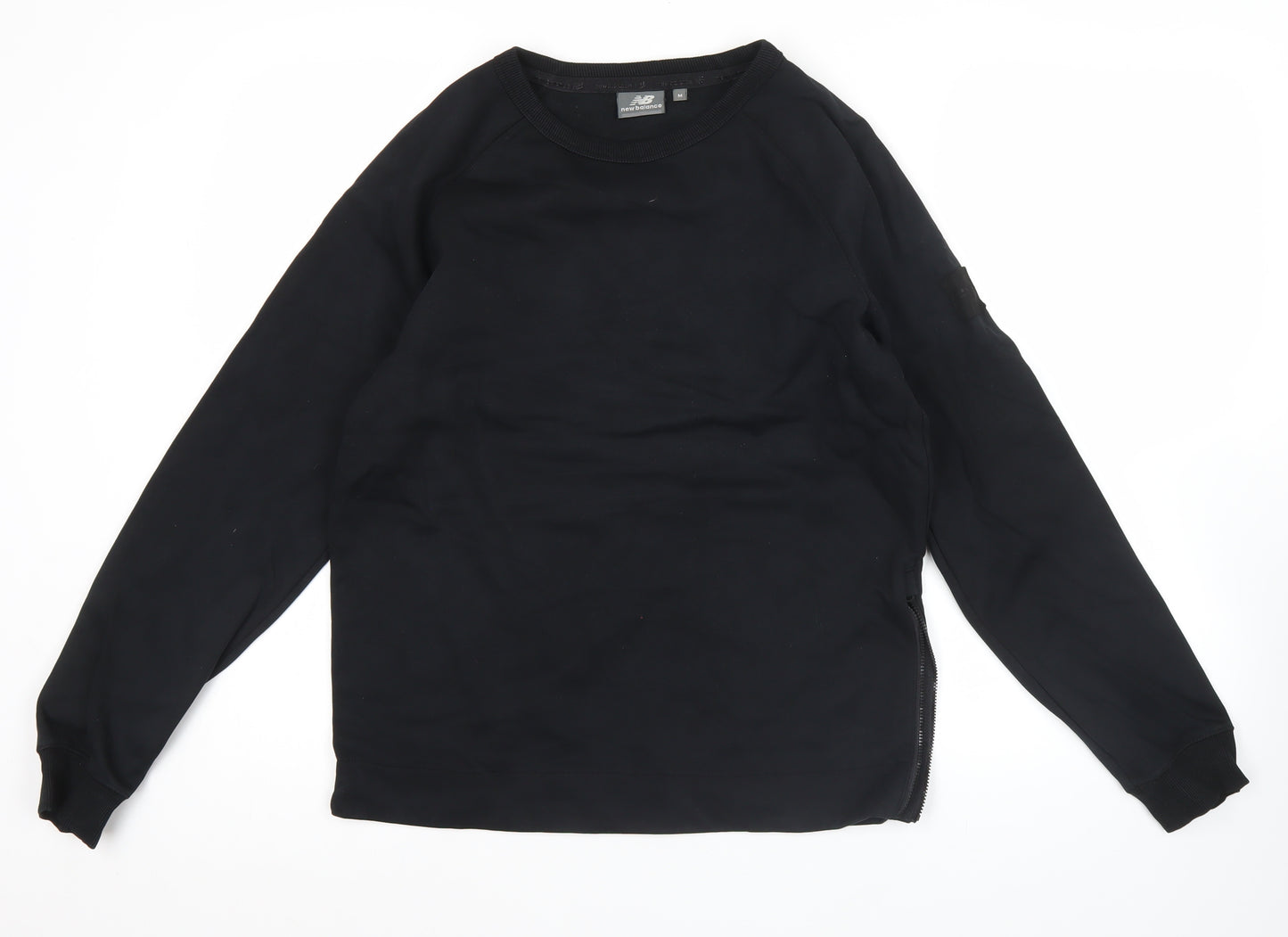New Balance Men's Black Pullover Sweatshirt M Crew Neck Logo Zip