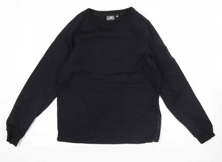 New Balance Men's Black Pullover Sweatshirt M Crew Neck Logo Zip