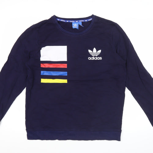 Adidas Men's Blue Graphic Logo Pullover Sweatshirt L Regular Fit