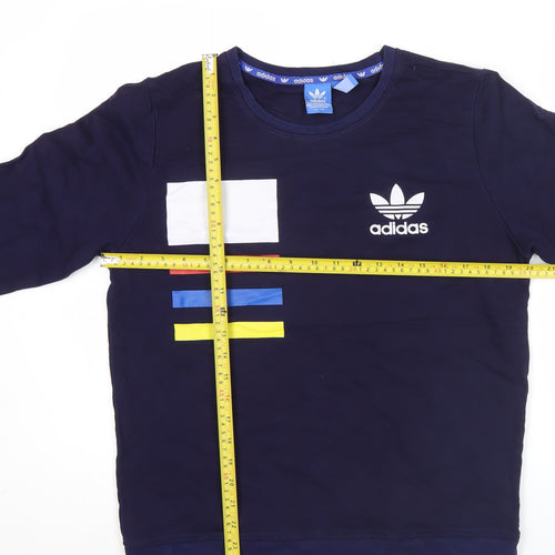 Adidas Men's Blue Graphic Logo Pullover Sweatshirt L Regular Fit