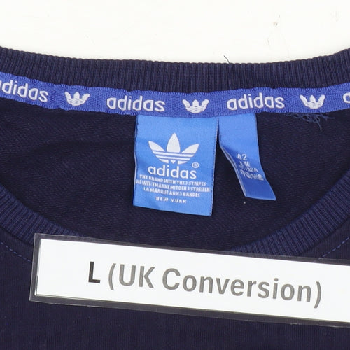 Adidas Men's Blue Graphic Logo Pullover Sweatshirt L Regular Fit