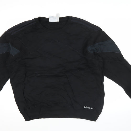 Adidas Men's Black Crew Neck Pullover Sweatshirt L Regular Fit