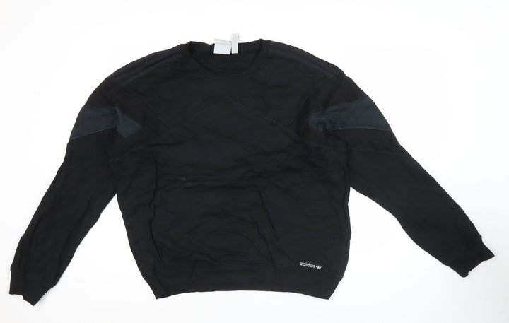 Adidas Men's Black Crew Neck Pullover Sweatshirt L Regular Fit
