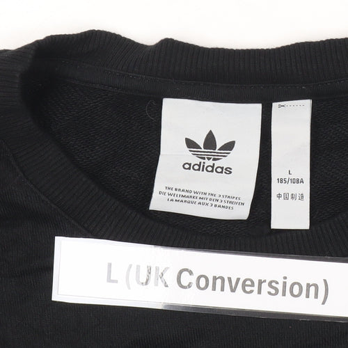Adidas Men's Black Crew Neck Pullover Sweatshirt L Regular Fit