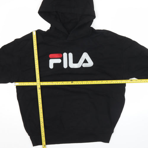 FILA Men’s Black Pullover Hoodie Small Logo Sports Jersey Cotton Blend