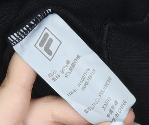 FILA Men’s Black Pullover Hoodie Small Logo Sports Jersey Cotton Blend