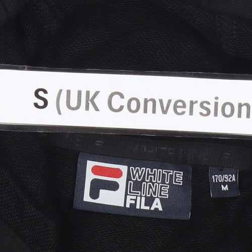 FILA Men’s Black Pullover Hoodie Small Logo Sports Jersey Cotton Blend