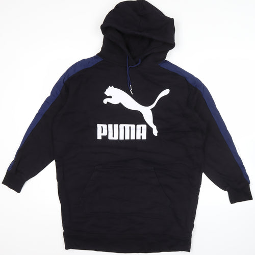 Puma Men’s Black Pullover Hoodie S Logo Graphic Sports Fleece