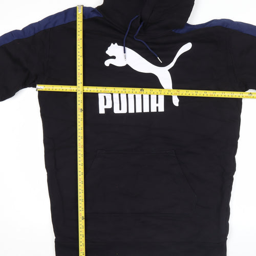 Puma Men’s Black Pullover Hoodie S Logo Graphic Sports Fleece