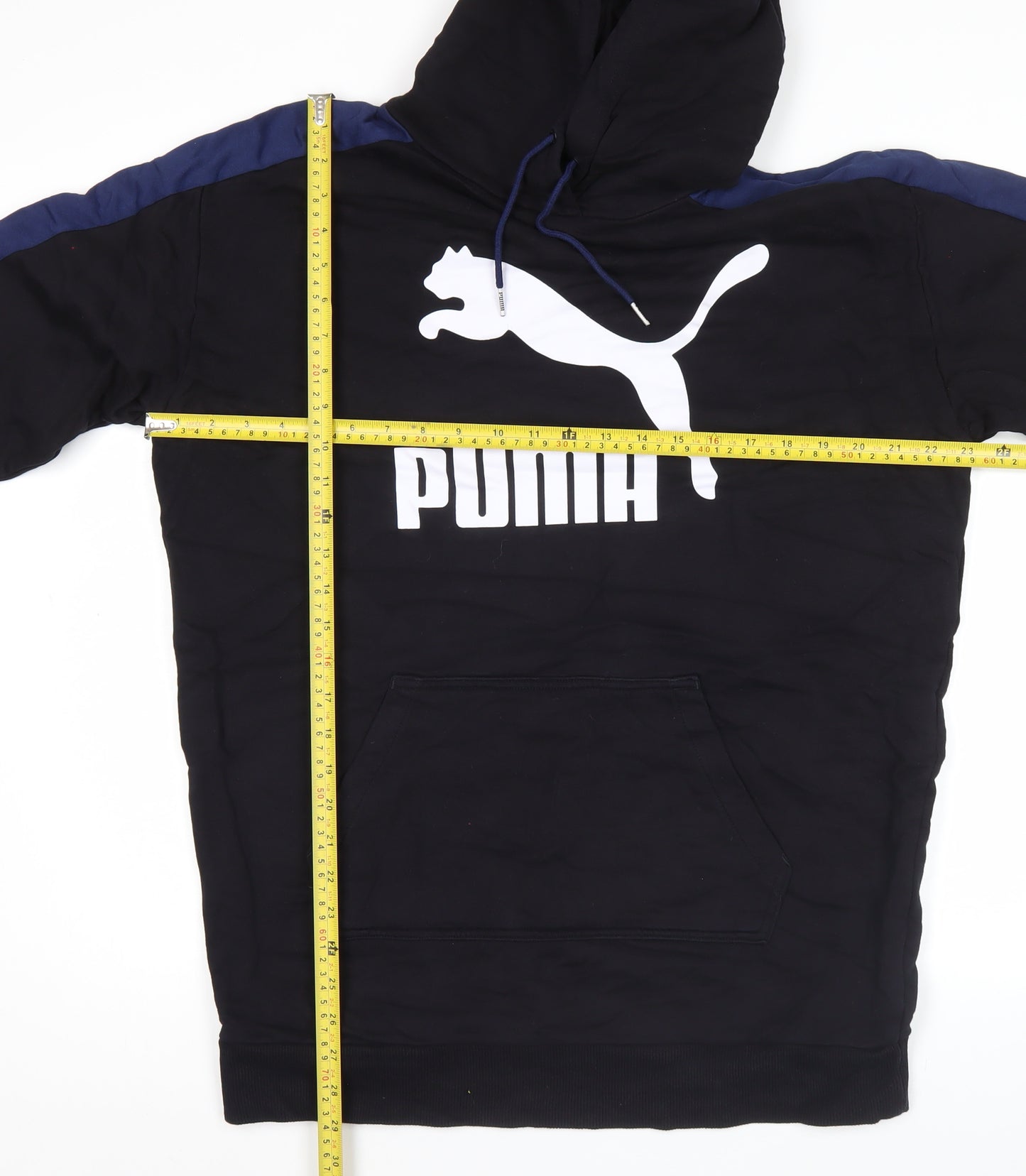 Puma Men’s Black Pullover Hoodie S Logo Graphic Sports Fleece