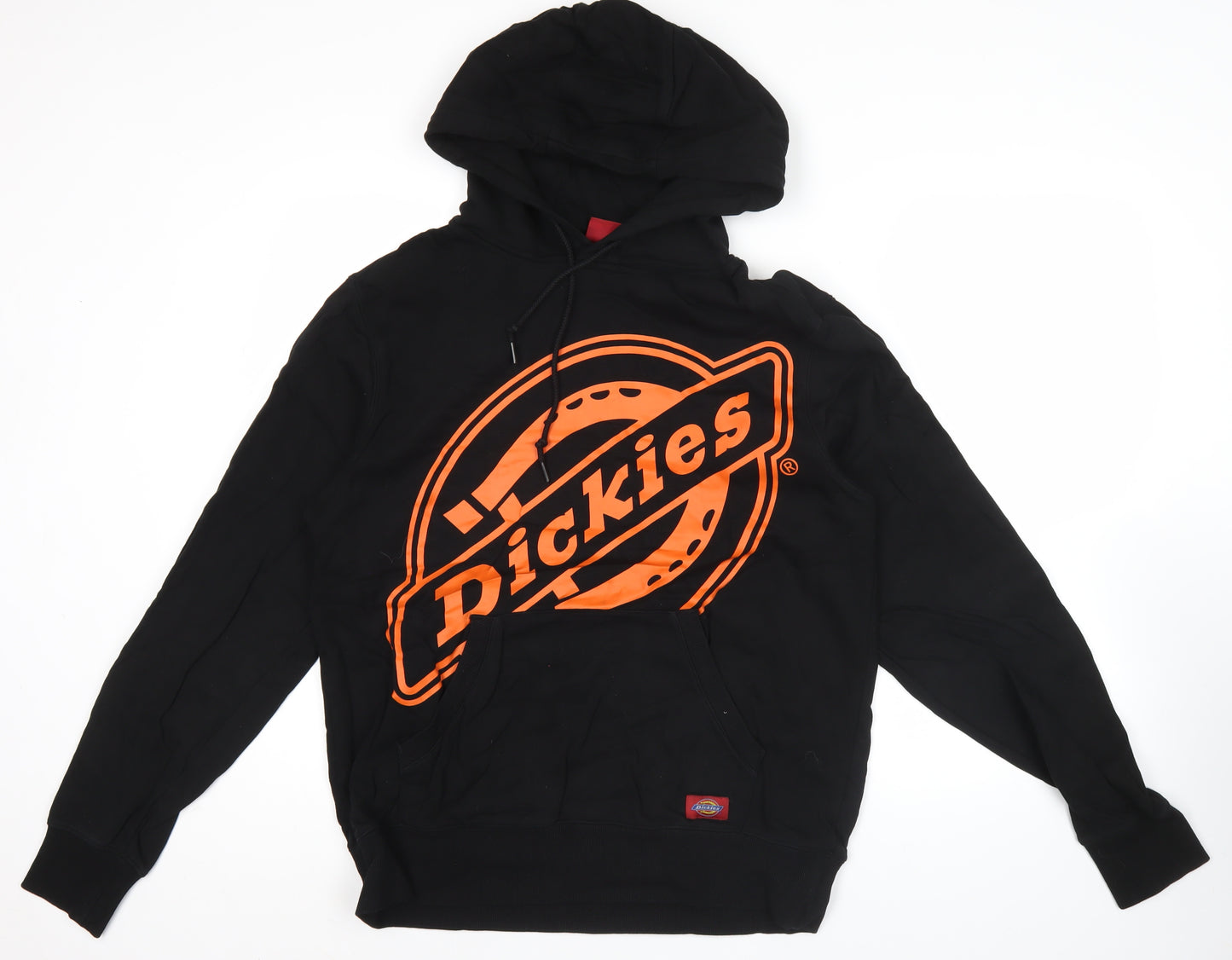 Dickies Mens Black Pullover Hoodie Large Logo Graphic Cotton L