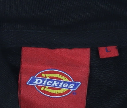 Dickies Mens Black Pullover Hoodie Large Logo Graphic Cotton L