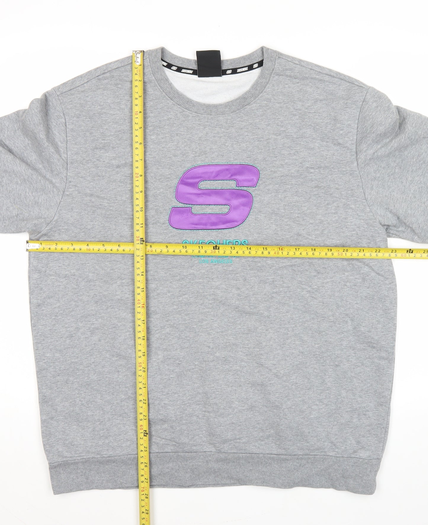 Skechers Men’s Grey M Pullover Sweatshirt Logo Print Long Sleeve
