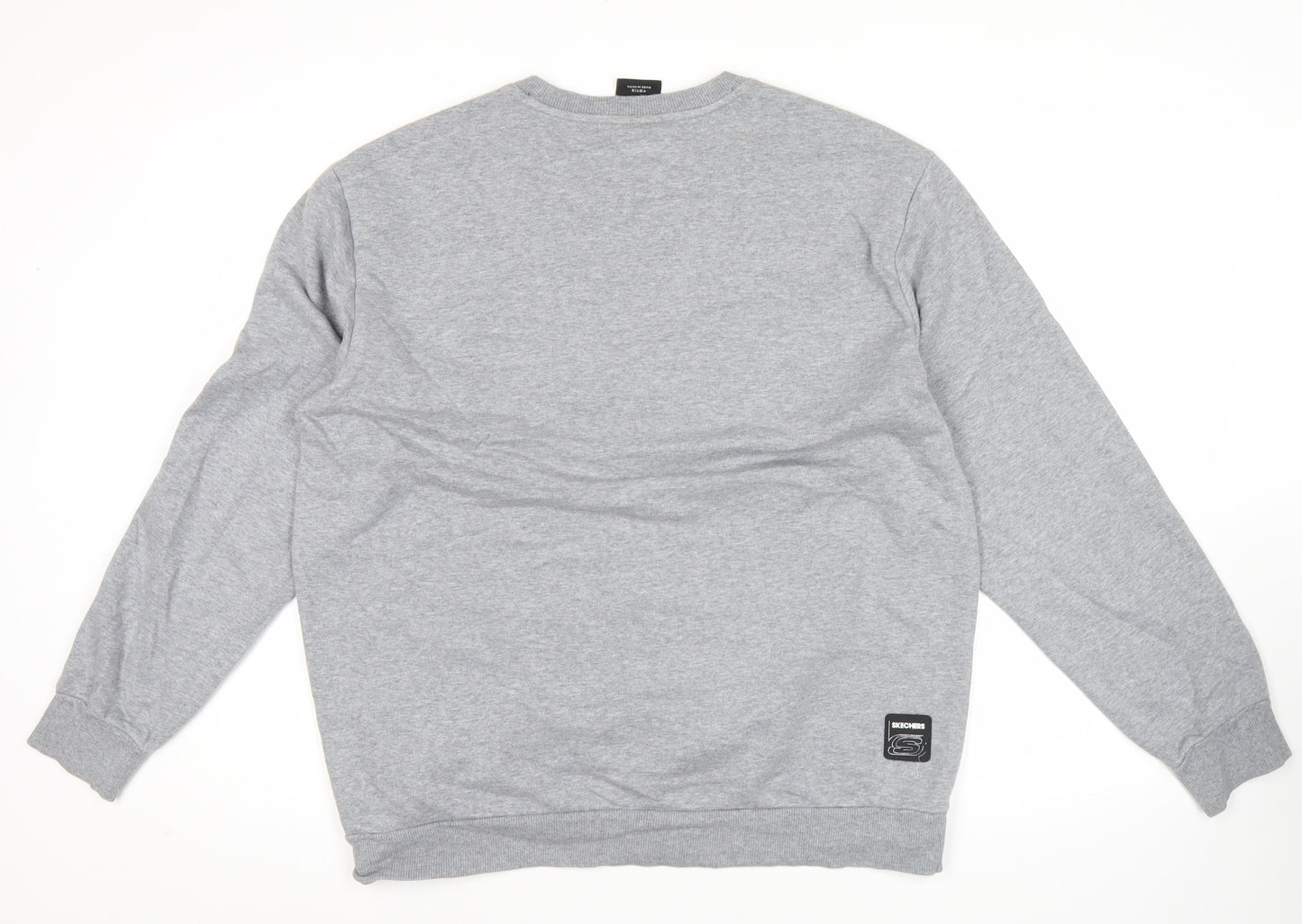Skechers Men’s Grey M Pullover Sweatshirt Logo Print Long Sleeve