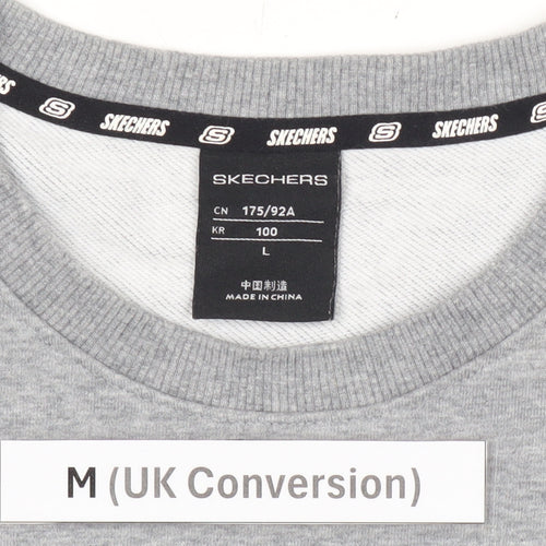 Skechers Men’s Grey M Pullover Sweatshirt Logo Print Long Sleeve