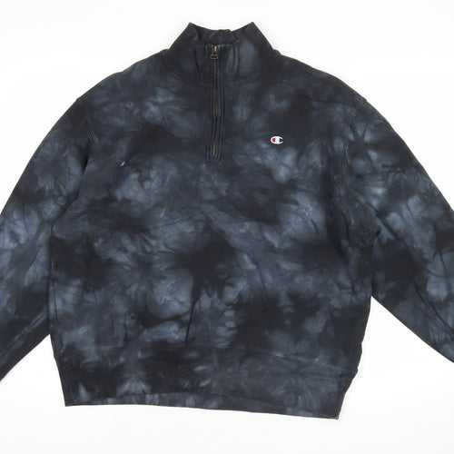 Champion Harvard Men's Black Tie Dye XL Quarter-Zip Sweatshirt
