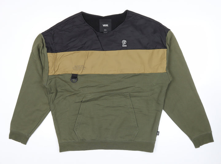 Vans Men's Green Logo Pullover Sweatshirt Size S Army Style